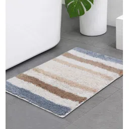 the home talk Beige Cotton Anti Skid Bath Mat 16X24 Inches image 1