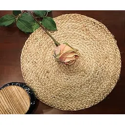 THE HOME TALK Jute Braided Placemats|Side Table Mats|Best for Bed-Side Table, Center Table, Dining Table, Shelves|Home Decorators|Farm Mats|The Home Talk (Beige, 33Cm Round - Set of 4)-picture-18