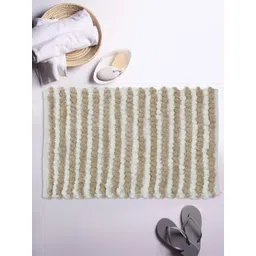 THE HOME TALK Beige & White 1600 GSM Striped Bath Rugs-picture-16