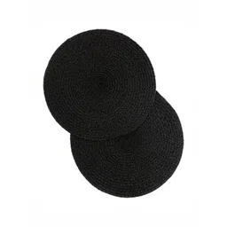 THE HOME TALK Black 2 Pieces Braided Round Table Placemats-picture-23
