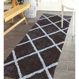 the home talk Brown & Grey Polyester Machine Made 60x24 Inches Bed Side Runners-picture-29