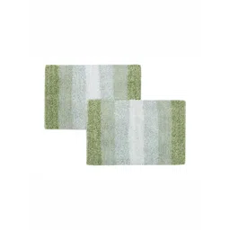 THE HOME TALK Green & White 2 Pieces 1300 GSM Cotton Striped Bath Rugs-picture-34