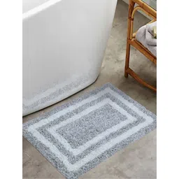 THE HOME TALK Grey & White Colourblocked Cotton Anti Skid Bath Rugs-picture-17