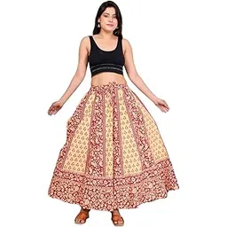 the house of krishiv Women’s Cotton Ethnic Long Skirt | Jaipuri Printed Traditional Wrap Around Printed Skirt for Casual & Ethnic Wear-picture-56