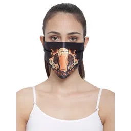 The House of Tara Unisex Black Printed 3-Ply Reusable Wrinkle-Free Outdoor Fabric Mask-image-28