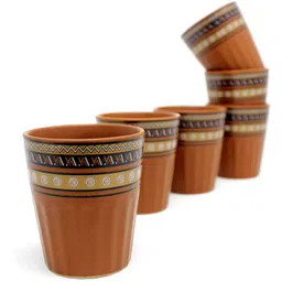 Pack of 6 Ceramic THE INDIA STYLE Ceramic kulhad Set Cups Handmade kullad Tea Set | kulhad chai Cups | Hand Painted kulhad Coffee/Tea Mug (Print Tamler Kullahar, Pack of 6)-picture-13