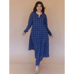 The Indian Ethnic Co Blue Cotton A-Line Fit Printed Kurta-picture-23