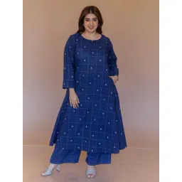 The Indian Ethnic Co Blue Dabu Handblock Printed Cotton A-Line Kurta-picture-14