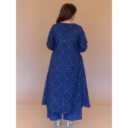 The Indian Ethnic Co Blue Dabu Handblock Printed Cotton A-Line Kurta image 2