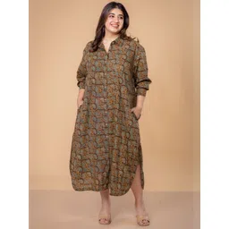 THE INDIAN ETHNIC CO Floral Print Shirt Midi Dress image 5