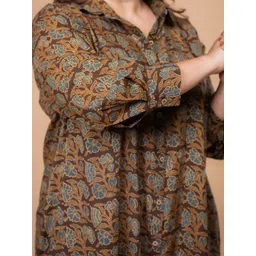 THE INDIAN ETHNIC CO Floral Print Shirt Midi Dress image 4