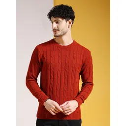 The Indian Garage Co Cable Knit Long Sleeves Acrylic Pullover Sweater-image-39