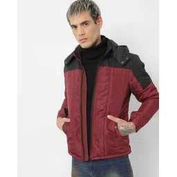 the indian garage co Colourblock Slim Fit Jacket with Detachable Hood-picture-29