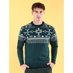 The Indian Garage Co Geometric Self Designed Acrylic Pullover-picture-12