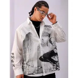 The Indian Garage Co Men Anime Printed Cotton Oversized Boxy Streetwear Shirt-picture-32