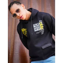 The Indian Garage Co Men Black Printed Hooded Sweatshirt-picture-33