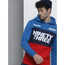 The Indian Garage Co Men Blue Colourblocked Hooded Sweatshirt-picture-33