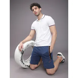 The Indian Garage Co Men Blue Solid Mid-Rise Regular Shorts-image-8