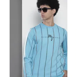 The Indian Garage Co Men Blue Striped Sweatshirt-image-17