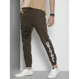 The Indian Garage Co Men Brown Typography Joggers-picture-41