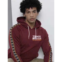 The Indian Garage Co Men Burgundy Hooded Sweatshirt-picture-39