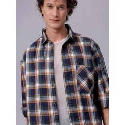 The Indian Garage Co Men Checked Opaque Cotton Casual Shirt-picture-25