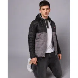 the indian garage co Men Colourblock Regular Fit Hooded Puffer Jacket-picture-25