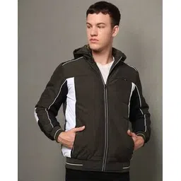 the indian garage co Men Colourblocked Hooded Jacket-picture-14