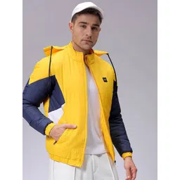 The Indian Garage Co Men Colourblocked Puffer Jacket with Patchwork-picture-31