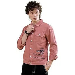 the indian garage co Men Cotton Standard Length Slim Fit Placement Print Trucker Jacket-picture-17