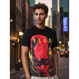 The Indian Garage Co Men Flash Graphic Printed Round Neck Cotton Slim Fit T-shirt-picture-32
