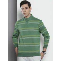 The Indian Garage Co Men Green Striped Sweatshirt-picture-12