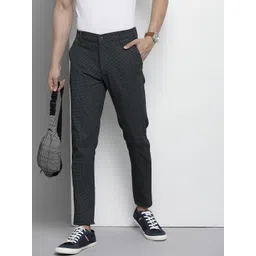 The Indian Garage Co Men Grey Checked Slim Fit Trousers-image-34