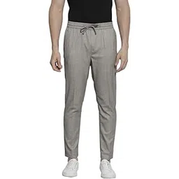 the indian garage co Men Mid Rise Regular Fit Self Design Mid-Rise Stretchable Jogger Trousers-picture-33