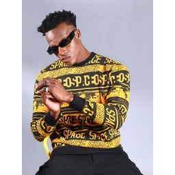 The Indian Garage Co Men Mustard Printed Sweatshirt-picture-17