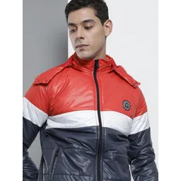The Indian Garage Co Men Navy Blue & Red Colourblocked Padded Jacket-picture-40
