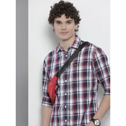 The Indian Garage Co Men Navy Blue Checked Casual Shirt-picture-26