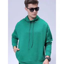 The Indian Garage Co. Men Oversized Self Design Cowl Neck Sweatshirt-image-16