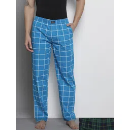 The Indian Garage Co Men Pack of 2 Cotton Checked Lounge Pants-picture-10