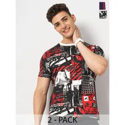 The Indian Garage Co Men Pack Of 2 Cotton Printed T-shirts image 1
