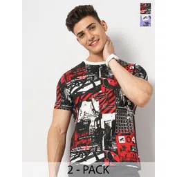 The Indian Garage Co Men Pack Of 2 Printed Round Neck T-shirts-image-8