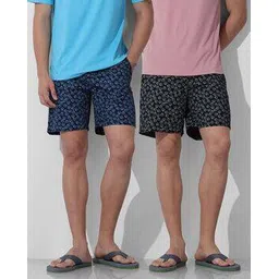 the indian garage co Men Pack of 2 Printed Shorts with Elasticated Waist-picture-12