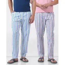 the indian garage co Men Pack of 2 Striped Pyjamas with Elasticated Waist-picture-14