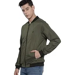 the indian garage co Men Polyester Standard Length Slim Fit Solid Bomber Jackets-picture-41