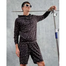 the indian garage co Men Printed Hoodie & Shorts Co-Ord Set-picture-13