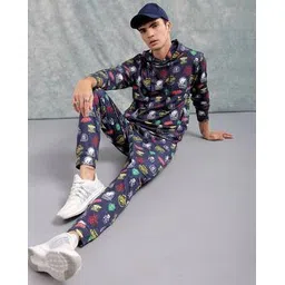 the indian garage co Men Printed Regular Fit Hooded Sweatshirt & Joggers Set-picture-15