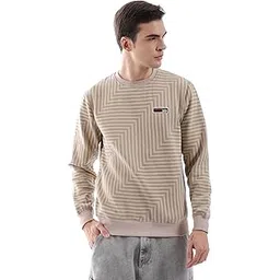 the indian garage co Men Regular Fit Striped Crew Neck Overhead Sweatshirt-picture-27