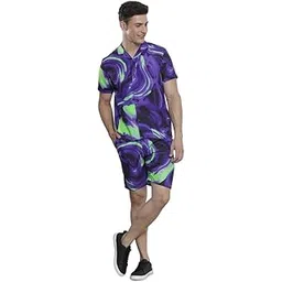the indian garage co Men Regular Fit Tropical Print Resort Wear Boxers & Shirt Co-ords Set-picture-34