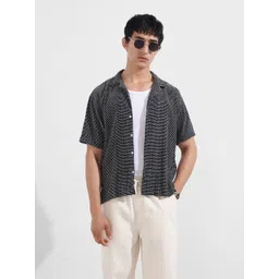 The Indian Garage Co Men Relaxed Fit Geometric Printed Cuban Collar Casual Shirt-picture-38