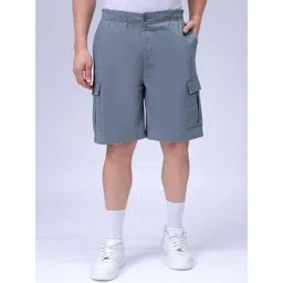 The Indian Garage Co Men Relaxed Fit Pure Cotton Mid-Rise Utility Cargo Shorts-picture-16